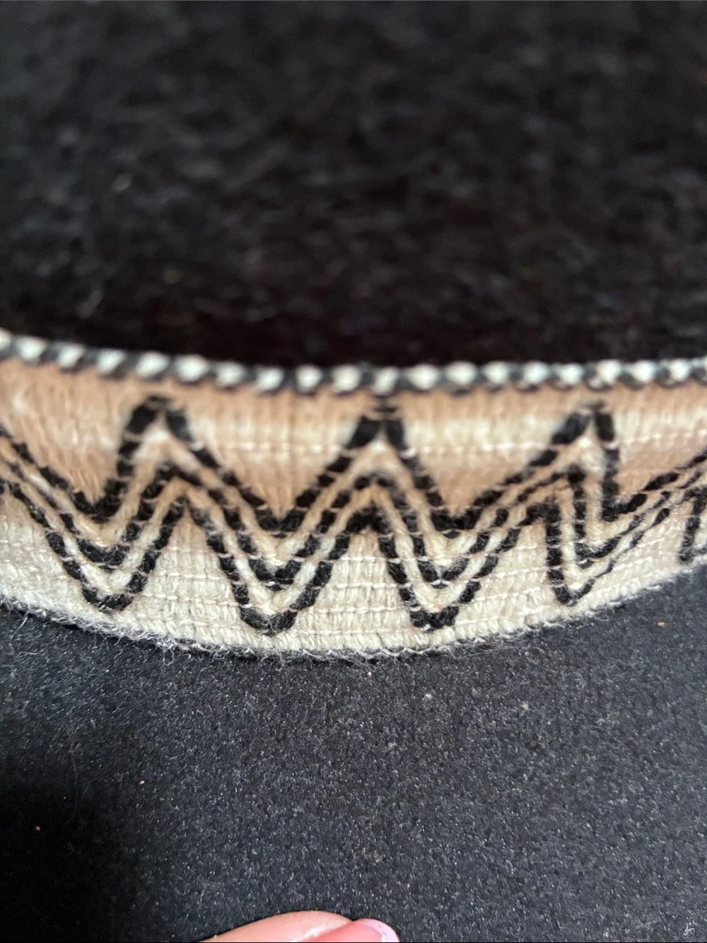 Black Felt Fedora with Patterned Band western BoHo classy